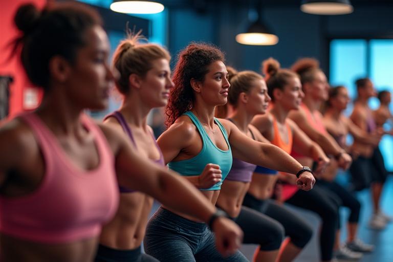 A high-energy HIIT class in session.