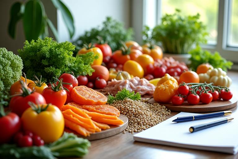 A colorful array of healthy foods on a table.